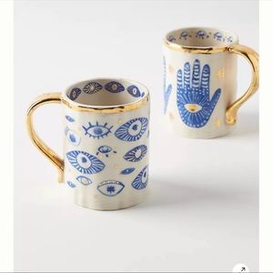 🪬 Set of 6 Anthropologie Insight Mugs | evil eye | hamsa hand mug set 🧿
